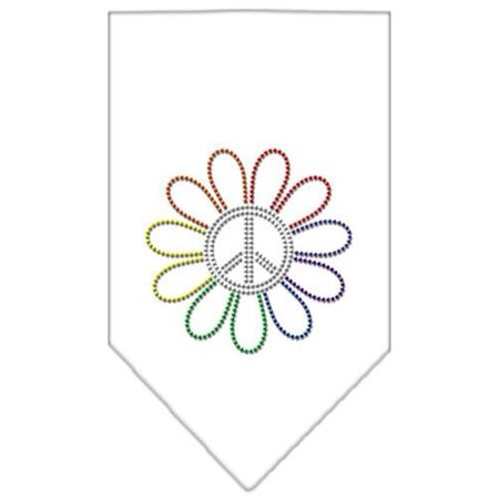 UNCONDITIONAL LOVE Rainbow Peace Flower Rhinestone Bandana White Small UN852330